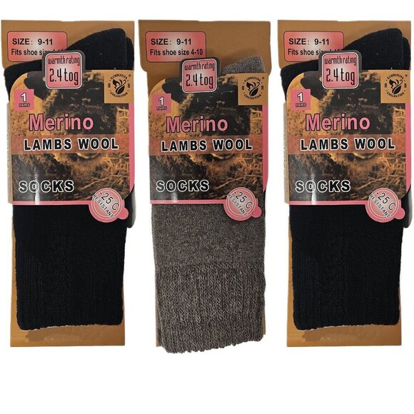 Women Wool Socks, Merino Lamb Thick Warm Winter Socks, 3-PACK, NEW - Picture 1 of 3